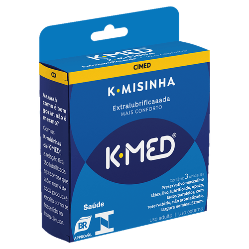 Preservativo Masculino Extra Lubrificado K-Misinha K-Med - 3 Unidades