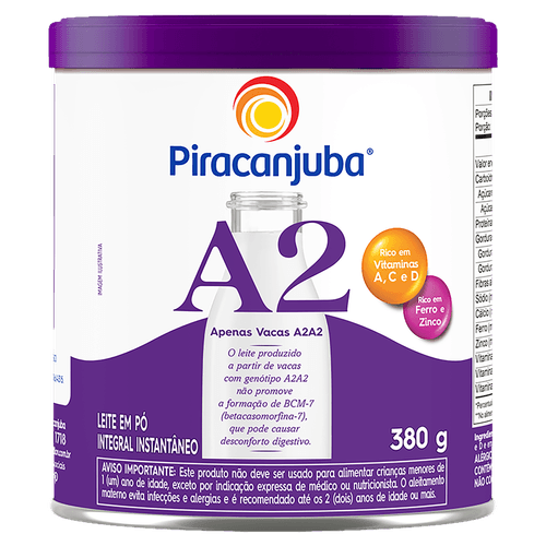 Leite em Pó Integral Instantâneo Tipo A2 Piracanjuba - 380g