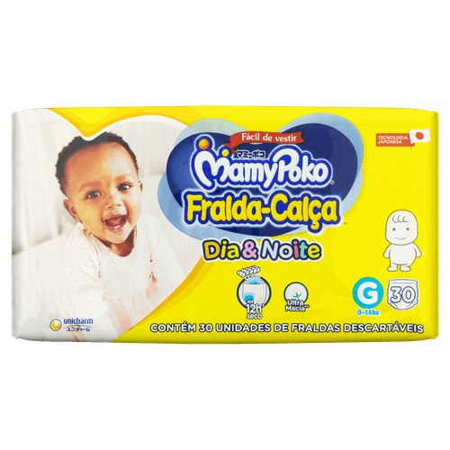Fralda Descartável Infantil Calça MamyPoko Dia&Noite G Pacote 30 Unidades