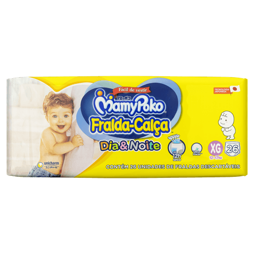 Fralda Descartável Infantil Calça MamyPoko Dia&Noite XG Pacote 26 Unidades