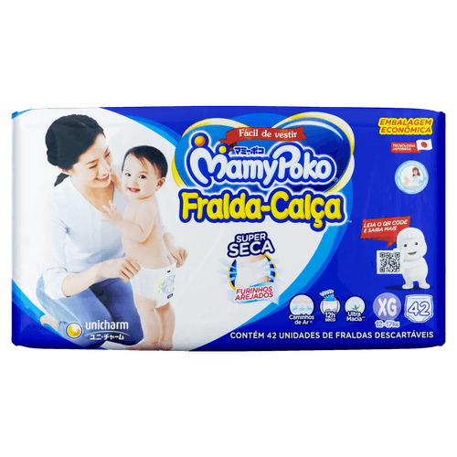 Fralda Descartável Infantil Super Seca Calça MamyPoko XG Pacote 42 Unidades Embalagem Econômica