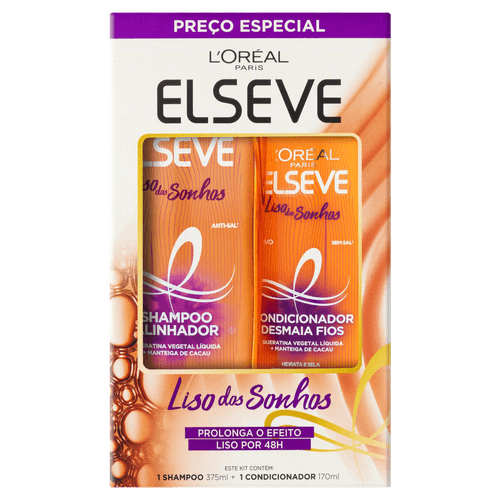 KIT ELSEVE LISO SONHO SHAMPOO 375 + CONDICIONADOR 170ML