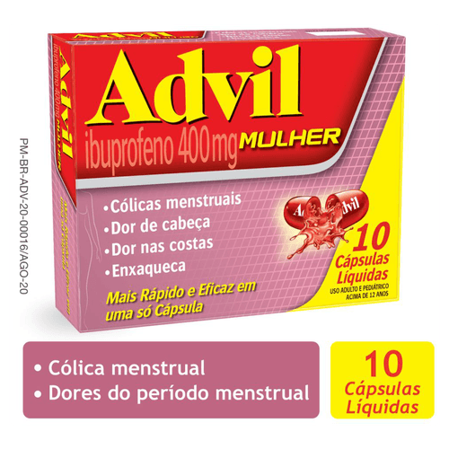 Advil Mulher 400mg – Analgésico com Ibuprofeno – 10 cápsulas