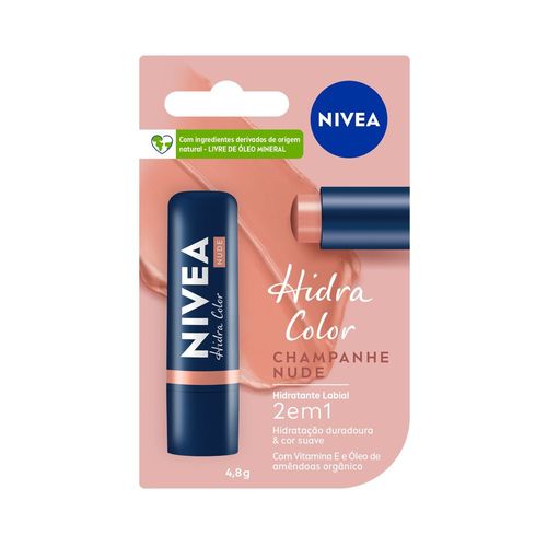 NIVEA Hidratante Labial Hidra Color 2 em 1 Nude 4,8g