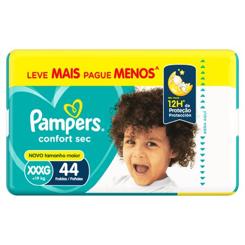 Fralda Descartável Infantil Pampers Confort Sec XXXG 44 Unidades