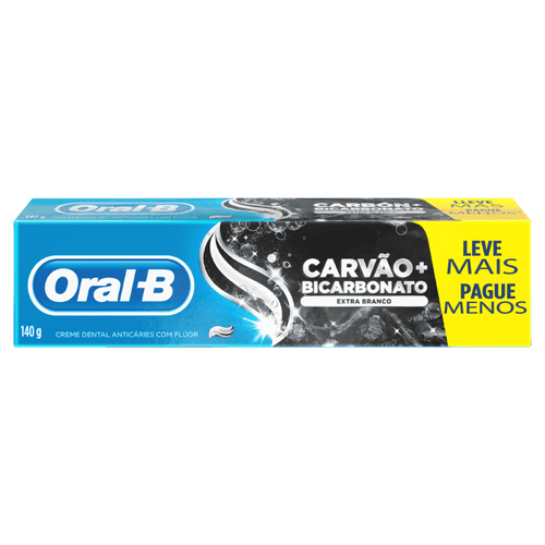 Creme Dental Bicarbonato de Sódio e Carvão Oral-B Extra Branco - 140g