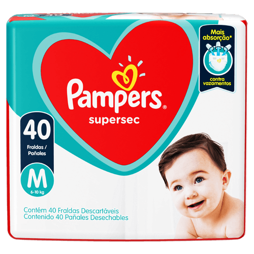 Fralda Descartável Infantil Pampers Supersec M 40 Unidades