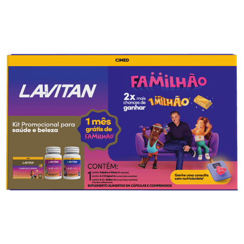 Kit Lavitan Familhão A-Z Mulher + A-Z Original 60 Comprimidos (cada) + Cabelos e Unhas 30 Cápsulas