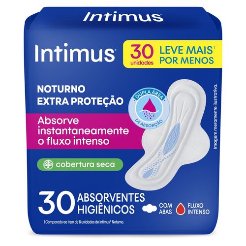 Absorvente Externo Intimus Noturno Seca com Abas 30 unidades