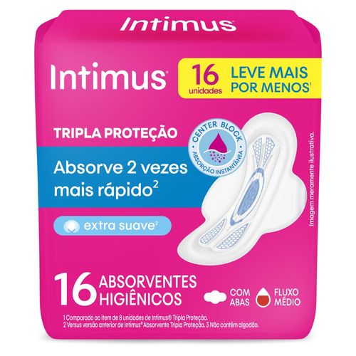 Absorvente Externo Intimus Tripla Proteção Suave com Abas Leve 16 Pague 14 - 16 unidades