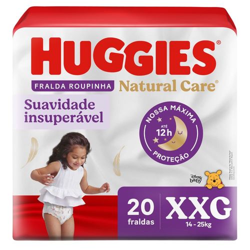 Fralda Descartável Infantil Roupinha Huggies Natural Care XXG Pacote 20 Unidades