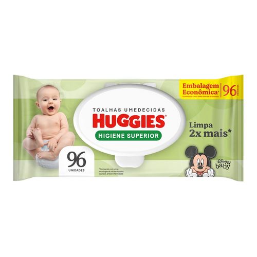 Lenços Huggies Higiene Superior Limpam 2x Mais 96 un