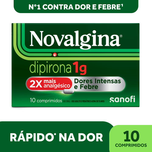 Novalgina 1g - Analgésico e Antitérmico - 10 comprimidos