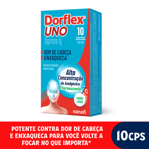 DORFLEX UNO PARA ENXAQUECA DIPIRONA MONOIDRATADA 1G 10 COMPRIMIDOS EFERVESCENTES