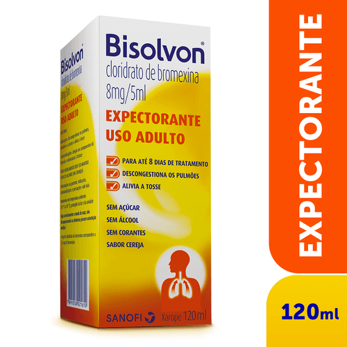 Xarope Bisolvon 8mg/5ml Cereja Sanofi Caixa 120ml
