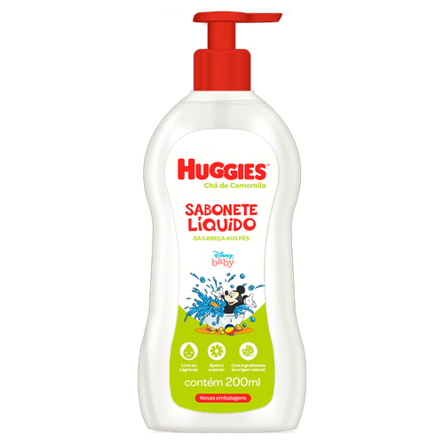 Sabonete Líquido da Cabeça aos Pés Chá de Camomila Disney Baby Huggies Frasco 200ml