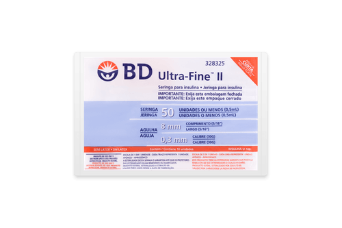 Seringa para Insulina BD Ultra-Fine com Agulha 8mm 50UI - 10 Unidades