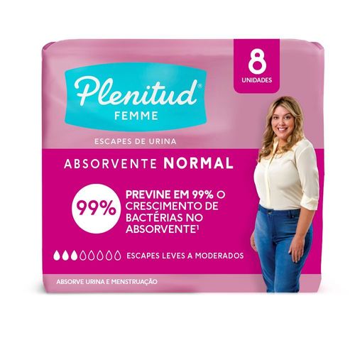 Absorvente com Abas para Escapes de Urina Plenitud Femme Normal Pacote 8 Unidades