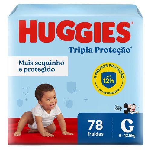 Fralda Descartável Infantil Huggies Tripla Proteção G Pacote 78 Unidades Leve Mais Pague Menos