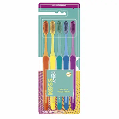 Kit Escova de Dente Kess Basic Action Macia - 5 unidades