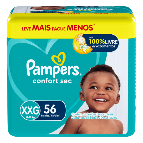 Fralda Descartável Pampers Confort Sec XXG 56 Unidades