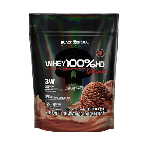 Suplemento Alimentar em Pó Whey HD Gourmet Black Skull Chocolate Refil - 900g