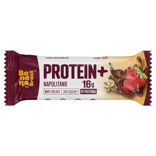 Barra de Proteína Protein+ Napolitano Cobertura Chocolate ao Leite - 50g