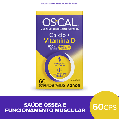 Os-Cal D Cálcio 500mg + Vitamina D 400UI - 60 Comprimidos