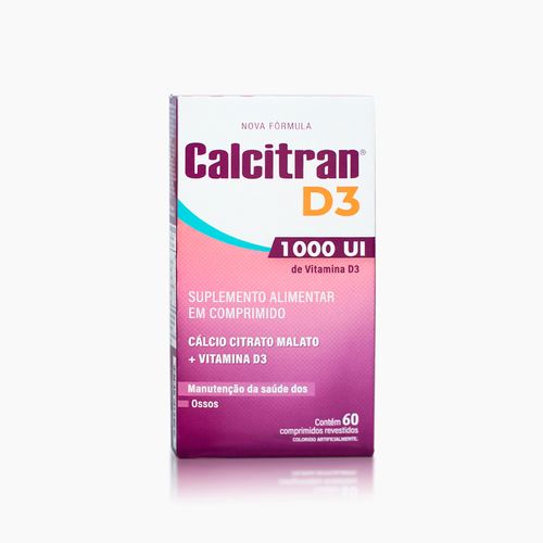 Suplemento Alimentar Cálcio Vitamina D3 Calcitran 1000UI Comprimido 60 Unidades