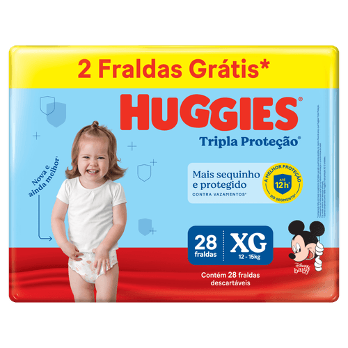 Fralda Descartável Infantil Huggies Tripla Proteção XG - 28 Unidades