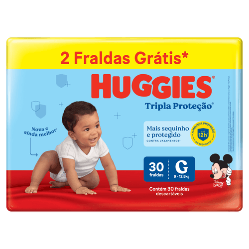 Fralda Descartável Infantil Huggies Tripla Proteção G - 30 Unidades