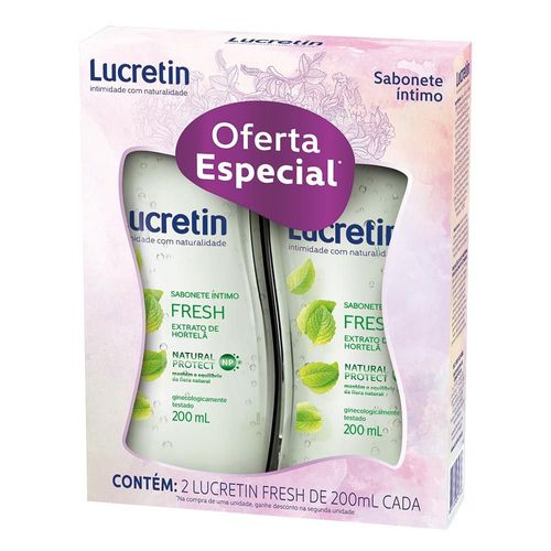 Kit Sabonete Líquido Íntimo  Lucretin Sabonete Líquido Fresh 200Ml 2Un - Lucretin