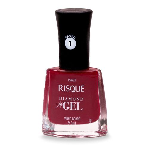 Esmalte Risqué Diamond Gel Vinho Bordô Cremoso 9,5ml