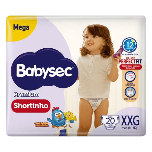 Fralda Descartável Shortinho Babysec Premium XXG Mega - 20 Unidades
