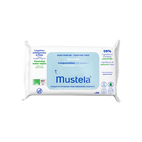 Toalha Umedecida Compostável Sem Perfume Mustela 60 Unidades