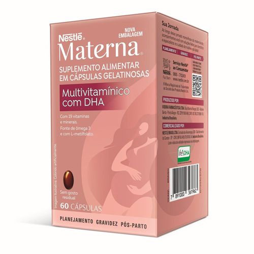 Suplemento Multivitamínico Materna com DHA Nestlé 200mg Cápsula 60 Unidades