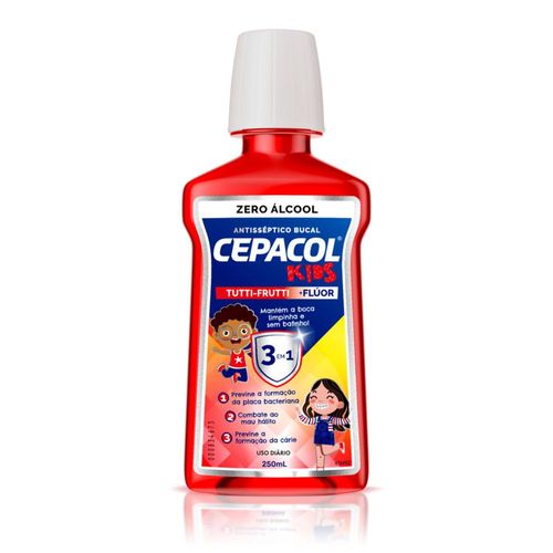 Enxaguante Bucal Cepacol Kids sem alcool 250 ml Sabor Tutti Frutti