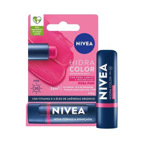Hidratante Labial Rosa Pink Nivea Hidra Color - 4,8g