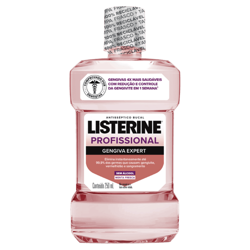 Enxaguante Bucal Zero Álcool Menta Fresca Listerine Gengiva Expert - 250ml