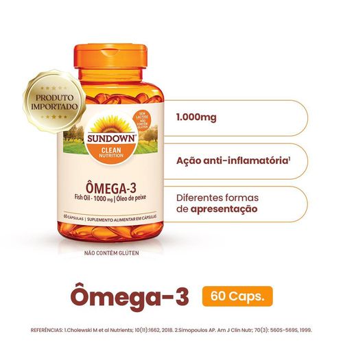 Suplemento Alimentar Ômega 3 Sundown 1.000mg - 60 Cápsulas