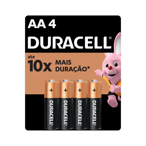 Pilhas AA Alcalina Duracel Pequena - 4 Unidades