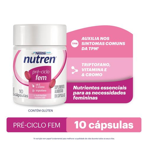 Suplemento Alimentar Nutren Triptofano Pré-Ciclo FEM - 10 Cápsulas