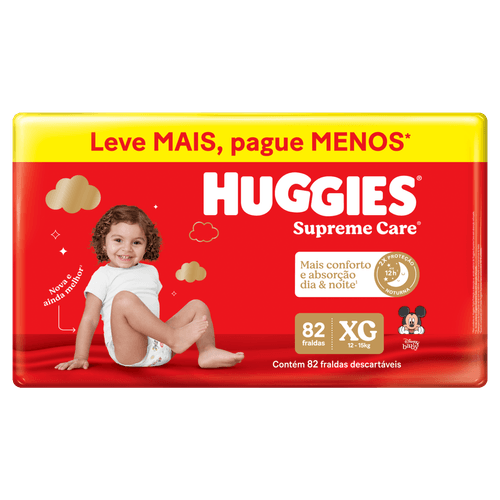 Fralda Descartável Infantil Huggies Máxima Proteção XG - 82 Unidades