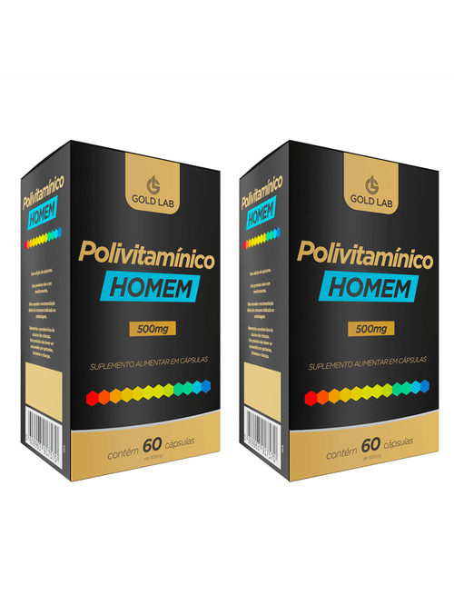 Kit com 2 Polivitamínico Homem com 60 Cápsulas - Gold Lab