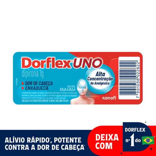 Dorflex Uno Analgésico e Enxaqueca Dipirona 1g - 4 Comprimidos