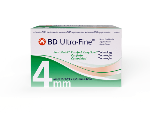 Agulhas para Caneta Ultra-Fine 4mm 32G 100 unidades Aço Inox BD