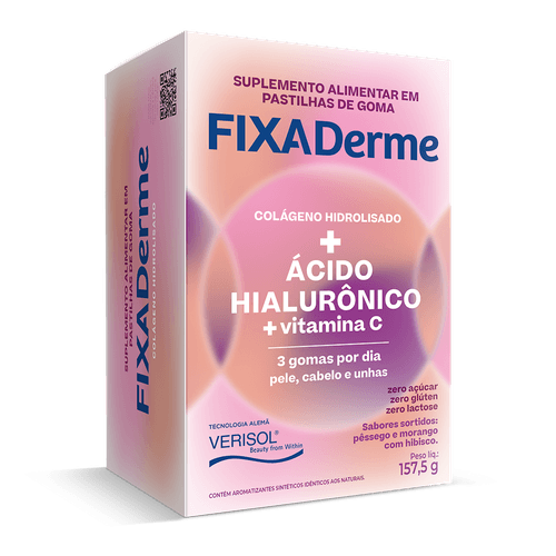 Suplemento Alimentar Fixa Derme Ácido Hialurônico - 45 Gomas Mastigáveis
