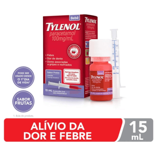 Tylenol Paracetamol 100m/ml Suspensão Oral Frutas - 15ml