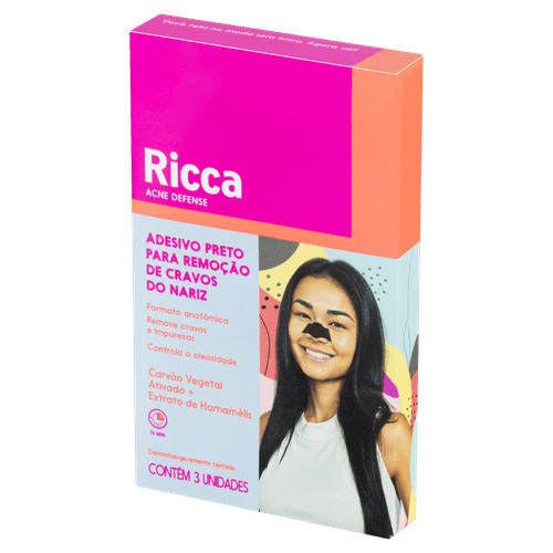 Adesivo Remoção de Cravos Ricca 3746 Preto Peel-off Belliz