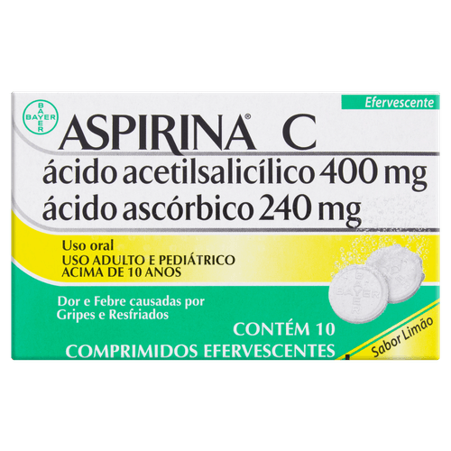 Aspirina C Limão Bayer Caixa 10 Comprimidos Efervescentes